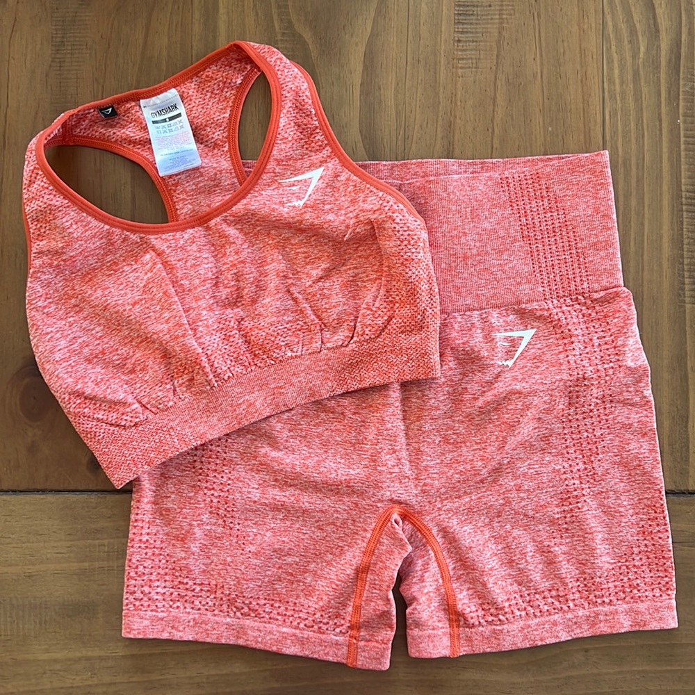 GYMSHARK ADAPT 2-PIECE SET ORANGE HEATHERED SZ SMALL